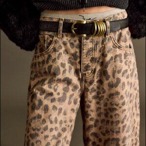 We The Free Good Luck Printed Barrel Jeans Color Leopard